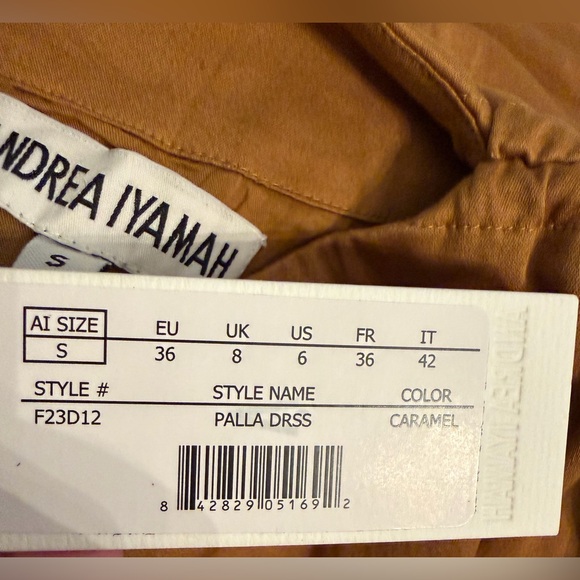 NEW $385 NWT Andrea Iyamah Palla Dress Caramel Corset Midi Size S - Picture 7 of 8